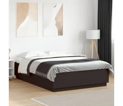 Gultas Rāmis Ar Led, Melns, 150X200 Cm, Inženierijas Koks Vidaxl