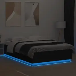 Gultas Rāmis Ar Led, Melns, 150X200 Cm, Inženierijas Koks Vidaxl Gultas Rāmis Ar Led, Melns, 150X200 Cm, Inženierijas Koks Vidaxl