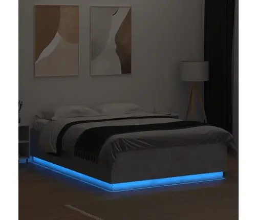 Voodiraam Led-Tuledega, Betoonhall, 150 X 200 cm Tehispuit