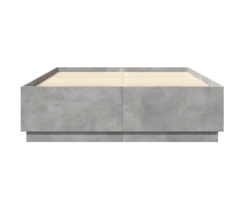 Voodiraam Led-Tuledega, Betoonhall, 150 X 200 cm Tehispuit