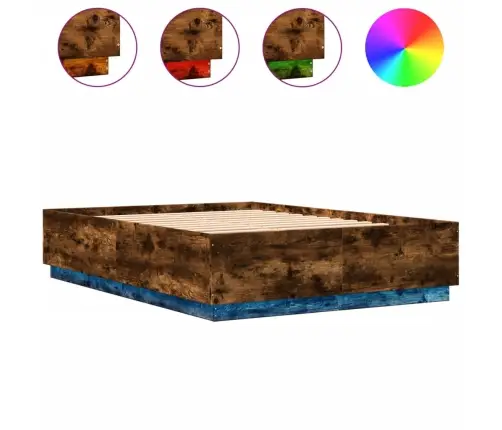 Gultas Rāmis Ar Led, Ozola, 150X200 Cm, Inženierijas Koks Vidaxl