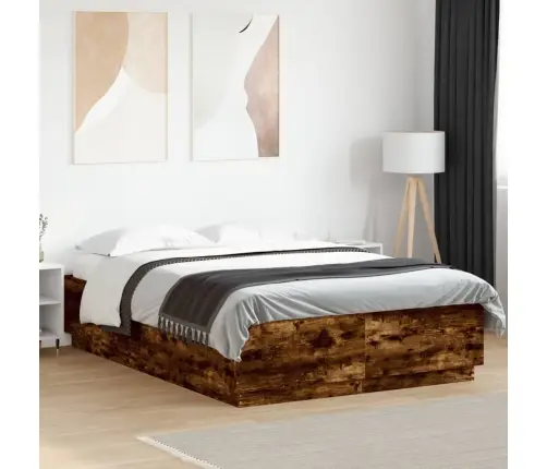 Gultas Rāmis Ar Led, Ozola, 150X200 Cm, Inženierijas Koks Vidaxl