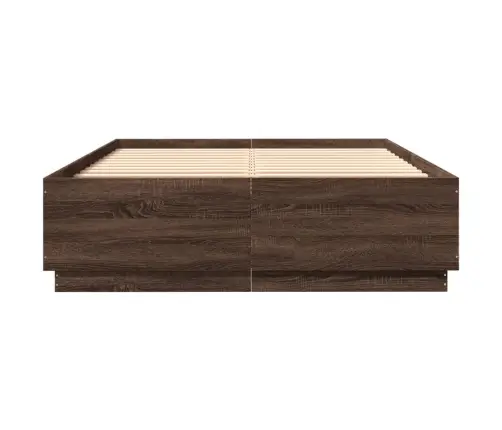 Voodiraam Led-Tuledega, Pruun Tamm, 150 X 200 cm Tehispuit