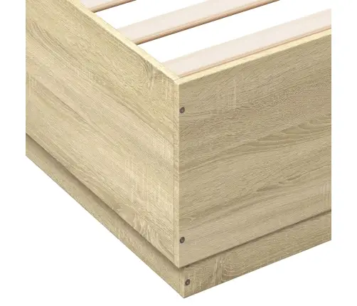 Voodiraam Led-Tuledega, Sonoma Tamm, 120 X 200 cm Tehispuit