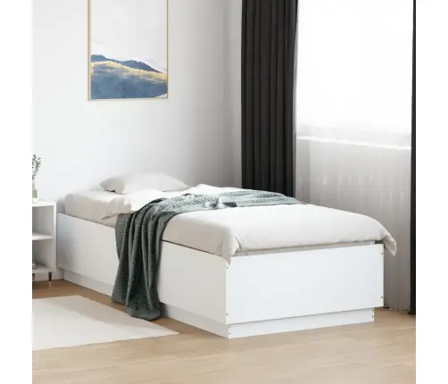 Gultas Rāmis Ar Led, Balts, 100X200 Cm, Inženierijas Koks Vidaxl