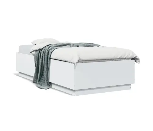 Gultas Rāmis Ar Led, Balts, 90X200 Cm, Inženierijas Koks Vidaxl