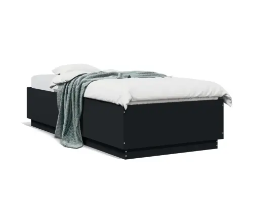 Gultas Rāmis Ar Led, Melns, 90X200 Cm, Inženierijas Koks Vidaxl