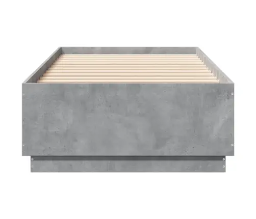 Gultas Rāmis Ar Led, Betona Pelēks, 90X200Cm, Inženierijas Koks Vidaxl
