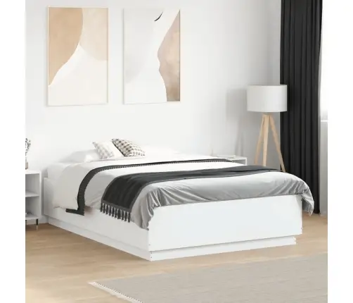 Gultas Rāmis Ar Led, Balts, 135X190 Cm, Inženierijas Koks Vidaxl