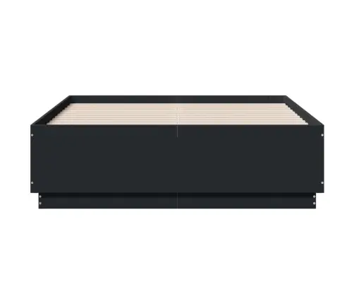Gultas Rāmis Ar Led, Melns, 135X190 Cm, Inženierijas Koks Vidaxl