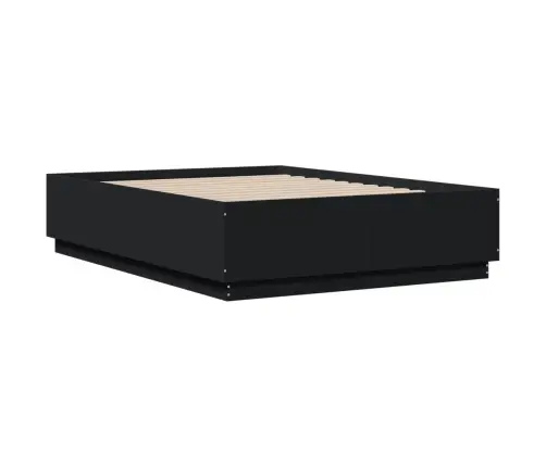 Gultas Rāmis Ar Led, Melns, 135X190 Cm, Inženierijas Koks Vidaxl
