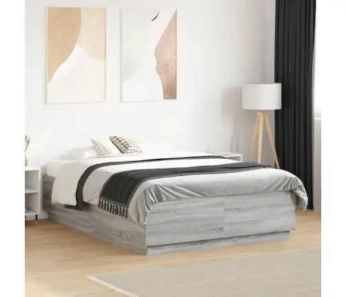 Voodiraam Led-Tuledega, Hall Sonoma Tamm, 135X190 cm Tehispuit