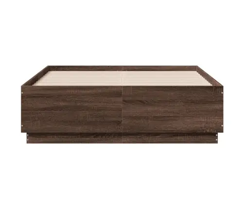 Voodiraam Led-Tuledega, Pruun Tamm, 135X190 cm Tehispuit