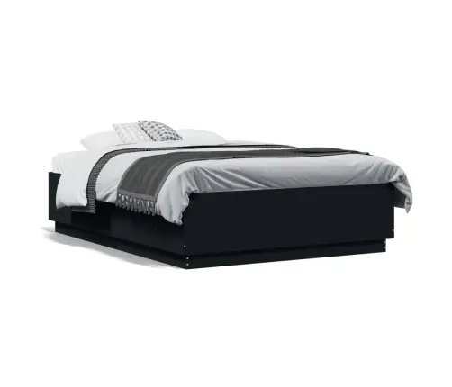Gultas Rāmis Ar Led, Melns, 120X190 Cm, Inženierijas Koks Vidaxl