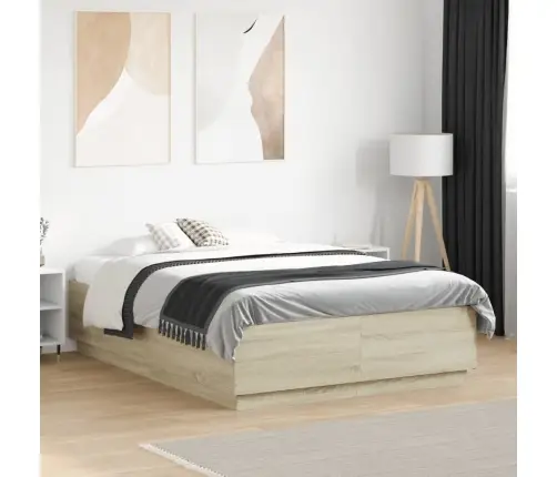 Gultas Rāmis Ar Led, Ozola, 120X190 Cm, Inženierijas Koks Vidaxl