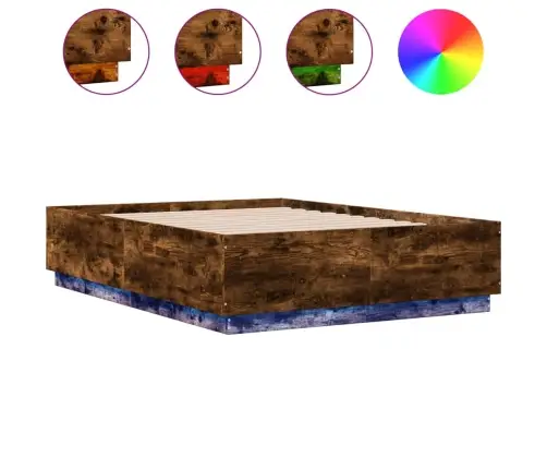 Gultas Rāmis Ar Led, Ozola, 120X190 Cm, Inženierijas Koks Vidaxl