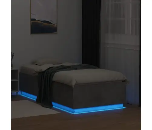 Gultas Rāmis Ar Led, Betona Pelēks, 90X190Cm, Inženierijas Koks Vidaxl