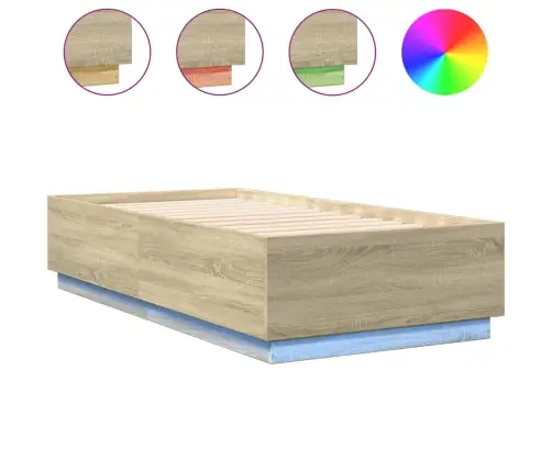 Gultas Rāmis Ar Led, Ozola, 75X190 Cm, Inženierijas Koks Vidaxl