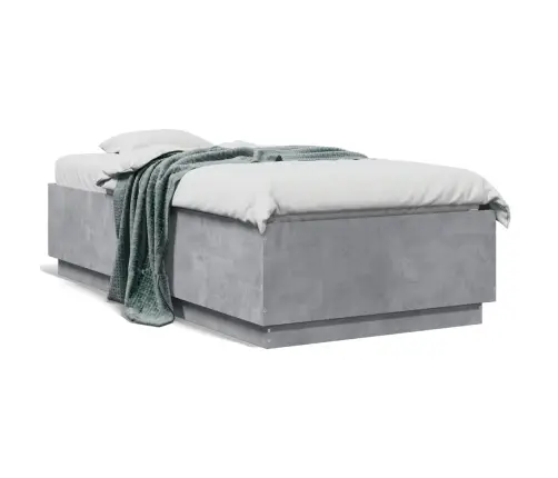 Gultas Rāmis Ar Led, Betona Pelēks, 75X190Cm, Inženierijas Koks Vidaxl