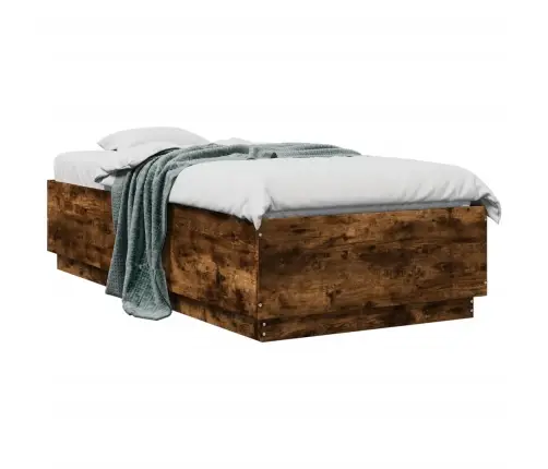 Gultas Rāmis Ar Led Ozolkoka Krāsā 75X190 Cm Inženierijas Koks Vidaxl