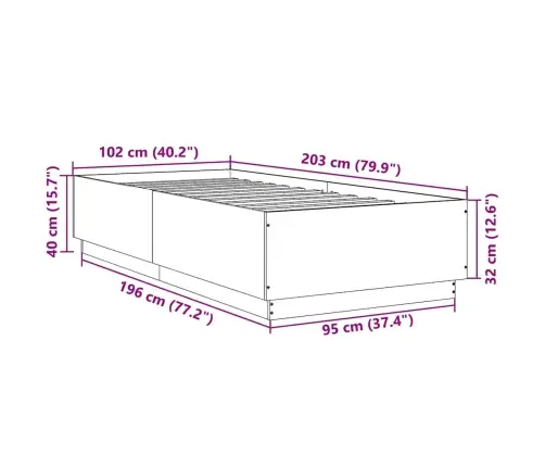 Voodiraam, Sonoma Tamm, 100 X 200 cm Tehispuit