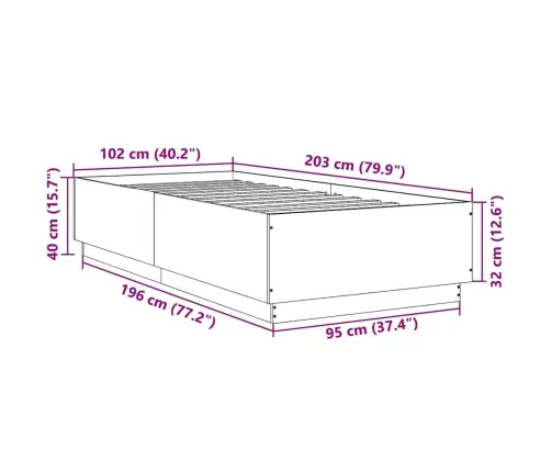 Lovos Rėmas, Dūminio Ąžuolo, 100X200cm Apdirbta Mediena