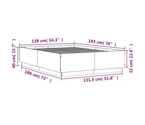 Gultas Rāmis, Balts, 135X190 Cm, Inženierijas Koks Vidaxl