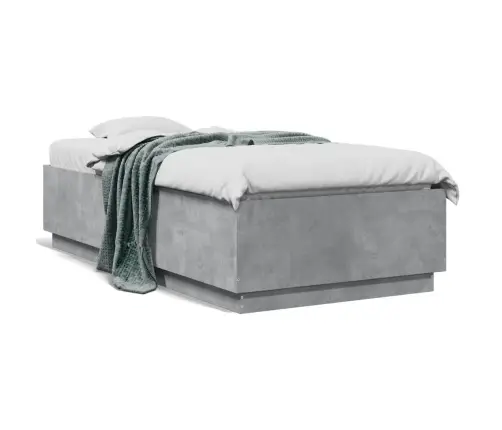 Gultas Rāmis, Betona Pelēks, 75X190 Cm, Inženierijas Koks Vidaxl