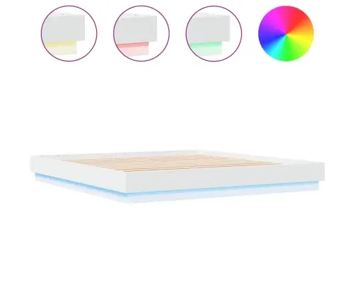 Gultas Rāmis Ar Led, Balts, 200X200 Cm Vidaxl