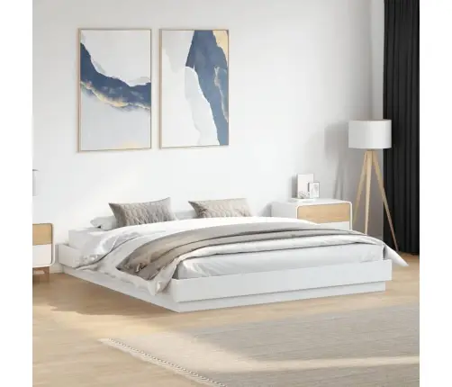 Gultas Rāmis Ar Led, Balts, 200X200 Cm Vidaxl