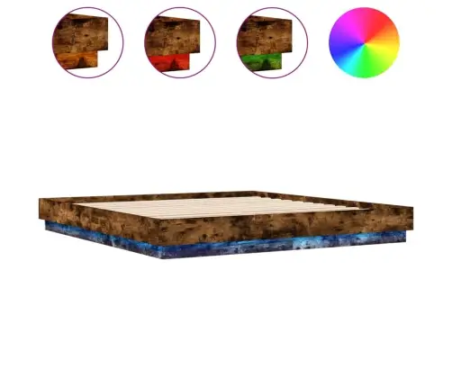 Lovos Rėmas Su Led Lemputėmis, Dūminio Ąžuolo, 180X200Cm