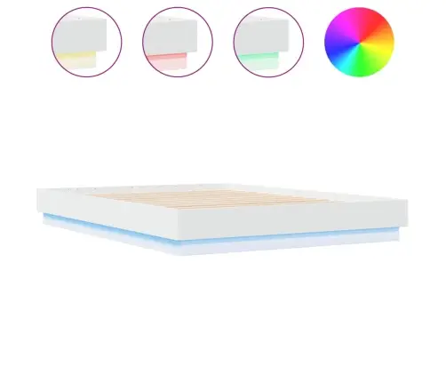 Gultas Rāmis Ar Led, Balts, 160X200 Cm Vidaxl