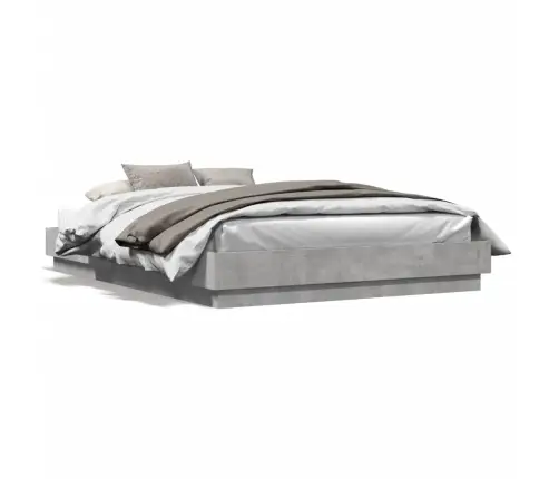 Gultas Rāmis Ar Led, Betona Pelēks, 160X200 Cm Vidaxl