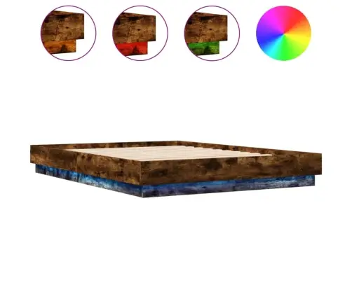 Voodiraam Led-Tuledega, Suitsutatud Tamm, 160 X 200 Cm