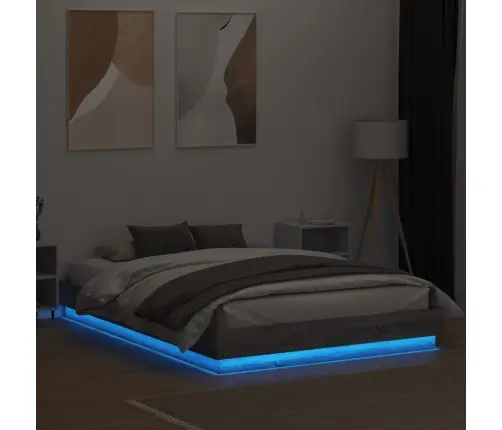 Voodiraam Led-Tuledega, Hall Sonoma Tamm, 160 X 200 Cm