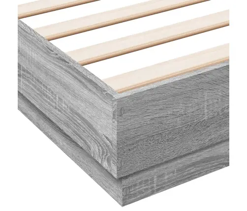 Voodiraam Led-Tuledega, Hall Sonoma Tamm, 160 X 200 Cm