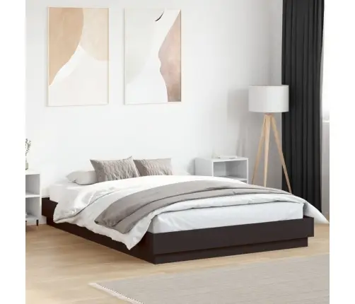 Gultas Rāmis Ar Led, Melns, 150X200 Cm Vidaxl