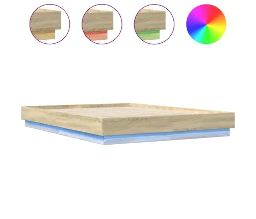 Voodiraam Led-Tuledega, Sonoma Tamm, 150 X 200 Cm