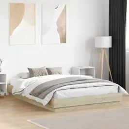 Voodiraam Led-Tuledega, Sonoma Tamm, 150 X 200 Cm