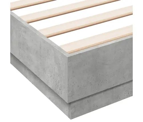 Gultas Rāmis Ar Led, Betona Pelēks, 150X200 Cm Vidaxl