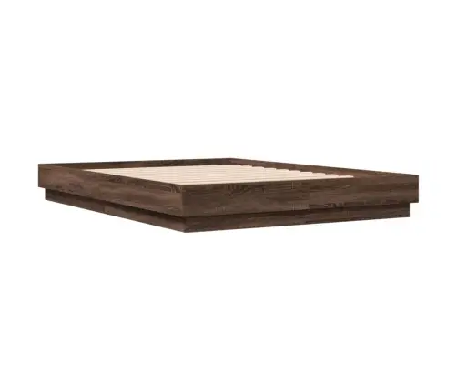 Gultas Rāmis Ar Led, Brūna Koka Krāsa, 150X200 Cm Vidaxl