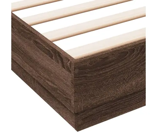 Gultas Rāmis Ar Led, Brūna Koka Krāsa, 150X200 Cm Vidaxl