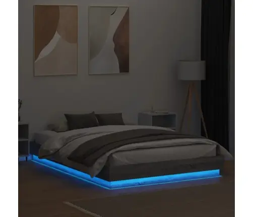 Lovos Rėmas Su Led Lemputėmis, Pilkos Ąžuolo Spalvos, 140X200Cm