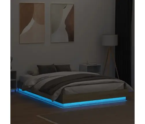 Gultas Rāmis Ar Led, Ozolkoka Krāsā, 120X200 Cm Vidaxl