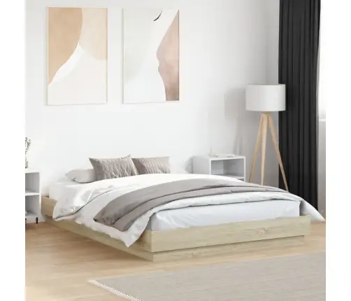 Gultas Rāmis Ar Led, Ozolkoka Krāsā, 120X200 Cm Vidaxl