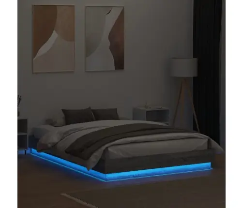 Voodiraam Led-Tuledega, Hall Sonoma Tamm, 120 X 200 Cm