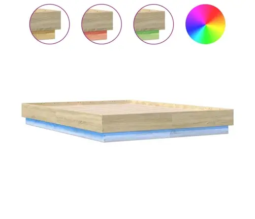 Voodiraam Led-Tuledega, Sonoma Tamm, 135 X 190 Cm