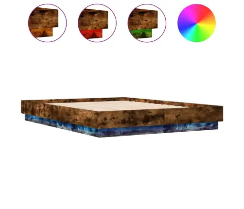 Voodiraam Led-Tuledega, Suitsutatud Tamm, 120 X 190 Cm