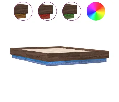 Lovos Rėmas Su Led Lemputėmis, Rudos Ąžuolo Spalvos, 120X190Cm