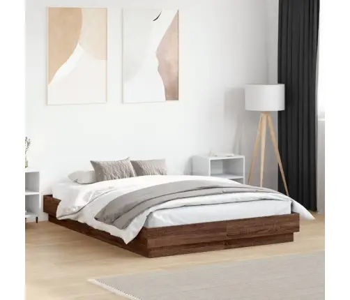 Lovos Rėmas Su Led Lemputėmis, Rudos Ąžuolo Spalvos, 120X190Cm